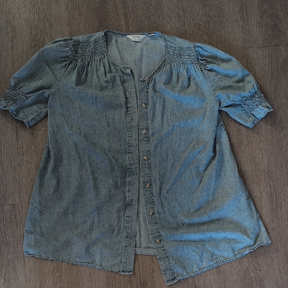 Seraphine Blue Button-Down Shirt